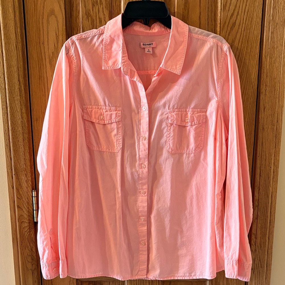 Old Navy Women's Button-Up Shirt - Peachy Orange